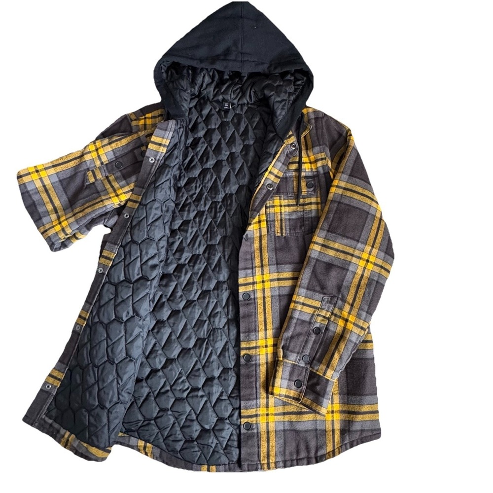 Volcom Insulated Riding Snow Flannel Shirt Jacket, Mens Medium Yellow Black - Picture 2 of 12